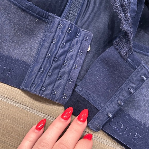 Cacique Bra 50DDD Blue T-Back Wireless Comfort Lace Detail Plus Size - Picture 9 of 9